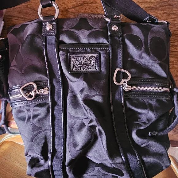 Coach Black Shoulder Bag with Heart Charms - Picture 7 of 9